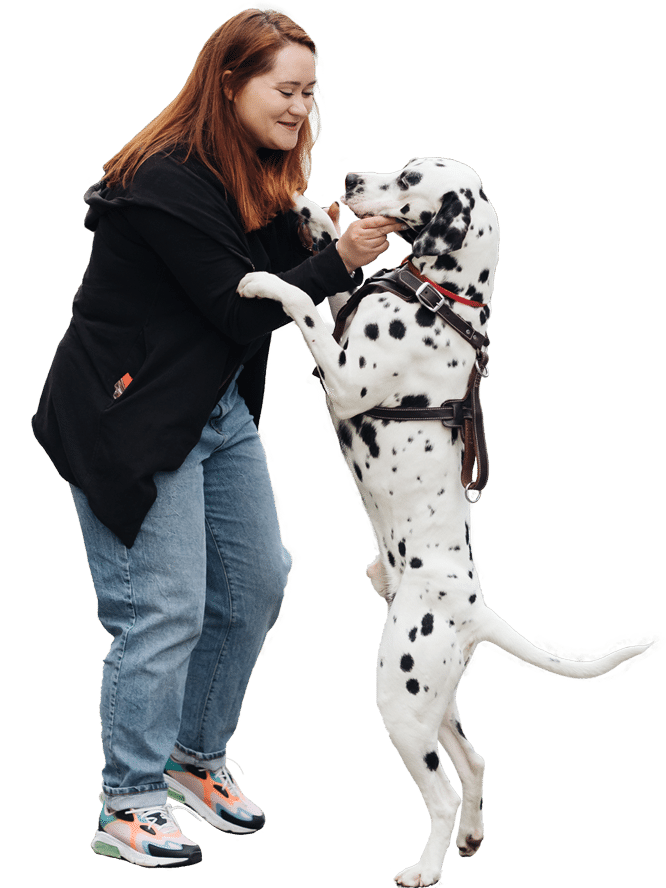Girl playing with a Dog